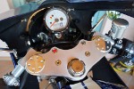 VM2-EXT on a BMW café racer. LEDs are mounted in the triple clamp
